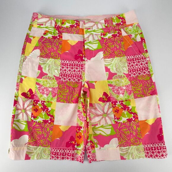 Lilly Pulitzer Pants - Lilly Pulitzer Bermuda Women 4 Pink Patchwork Resort Fit Bermuda Summer Floral